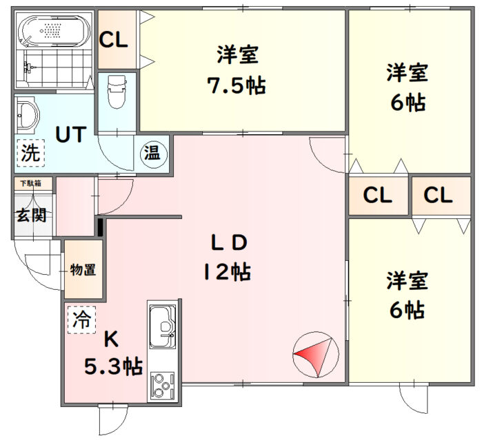 旭川市川端町3条8丁目 アルト18 3LDK間取り